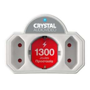 CRYSTAL AUDIO SPW21-1300-70 Λευκό Πολύπριζο Προστασίας 1 Θέσης Schuko & 2 Απλών Θέσεων 1300j/70