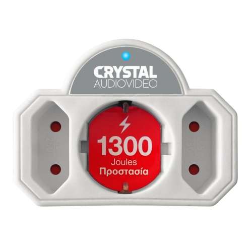 CRYSTAL AUDIO SPW21-1300-70 Λευκό Πολύπριζο Προστασίας 1 Θέσης Schuko & 2 Απλών Θέσεων 1300j/70