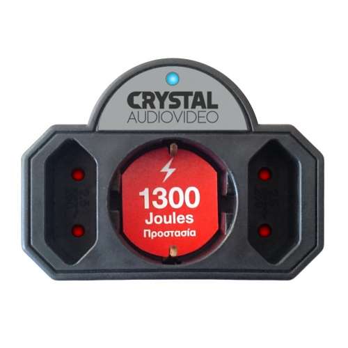 CRYSTAL AUDIO SP21-1300-70 Μαύρο Πολύπριζο Προστασίας 1 Θέσης Schuko & 2 Απλών Θέσεων 1300j/70d