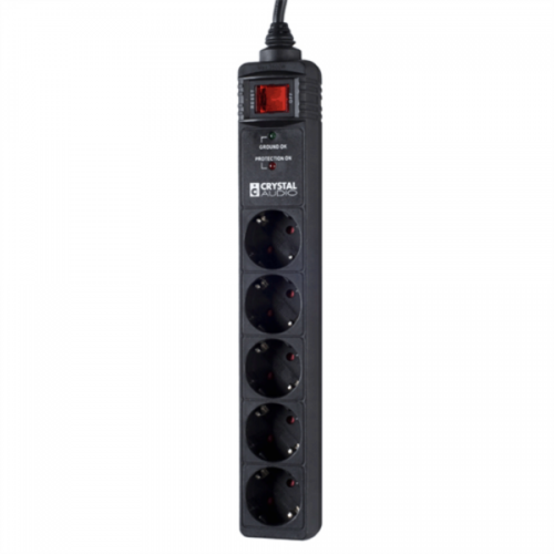 CRYSTAL AUDIO CP5 Μαύρο Πολύπριζο Προστασίας Schuko 5 Θέσεων 1300j/70db