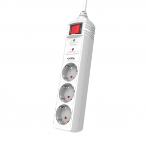 CRYSTAL AUDIO CP3-1300-70 Λευκό Πολύπριζο Προστασίας Schuko 3 Θέσεων 1300j/70db