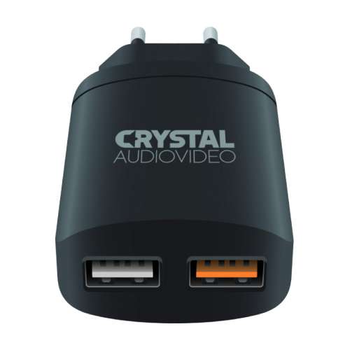 CRYSTAL AUDIO QP2-3 QC3.0 port 3.5-6.5V 3A, 6.5-9V 2A,9V-12V 1.5A Dual USB Wall Charger