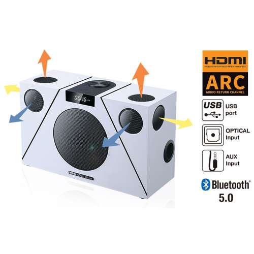 CRYSTAL AUDIO 3D-74 WiSound Speaker ΒΤ/ΗDMI/OPT/AUX White
