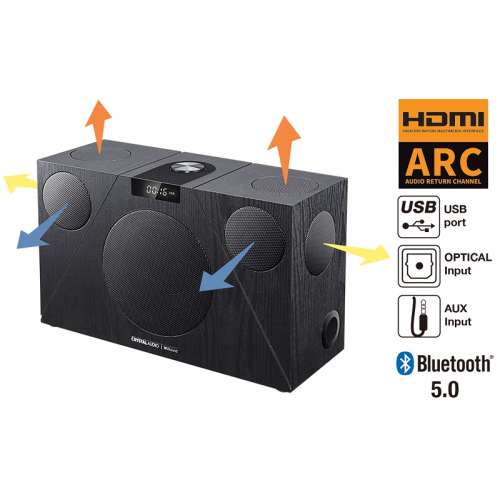 CRYSTAL AUDIO 3D-75 WiSound Speaker BT/HDMI/OPT/AUX Black