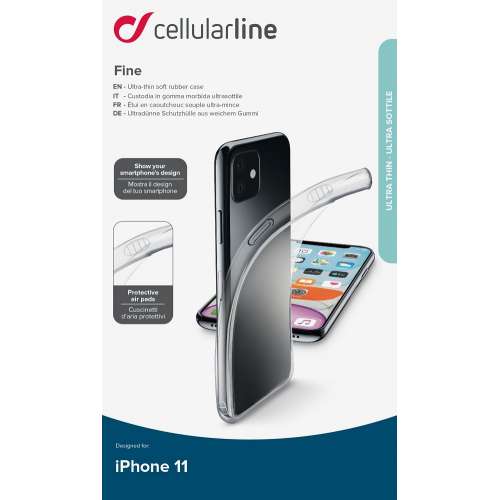 CELLULAR LINE Θήκη Κινητού Σιλικόνης Back Cover Fine για iPhone 11 Διαφανής