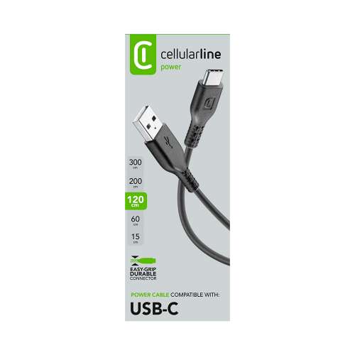 CELLULAR LINE 428203 USB Καλώδιο Συγχρονισμού και Φόρτισης Type-C (1,2m) Μαύρο