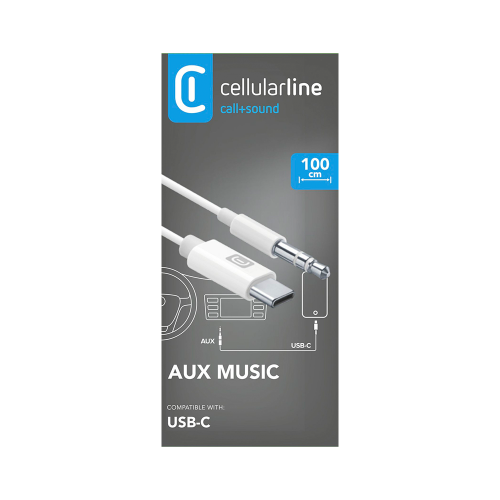 CELLULAR LINE 384097 Καλώδιο Ήχου Type-C/3,5mm Aux (1m) Λευκό