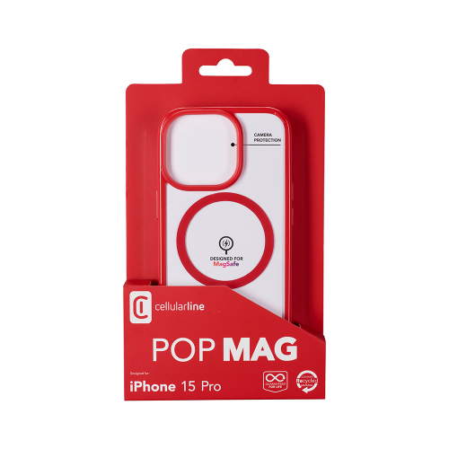 Cellular Line Pop Mag Θήκη Κινητού Σκληρής Σιλικόνης Back Cover για iPhone 15 Pro Κόκκινη