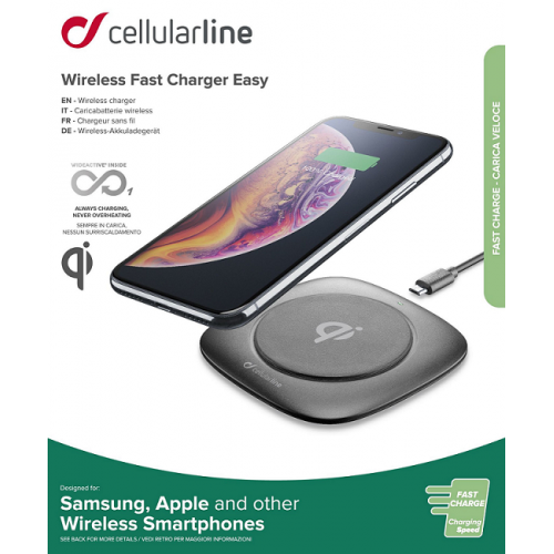 CELLULAR LINE 355097 Ασύρματος Φορτιστής Wireless Fast Charger Easy (Qi Pad) 10W Μαύρος