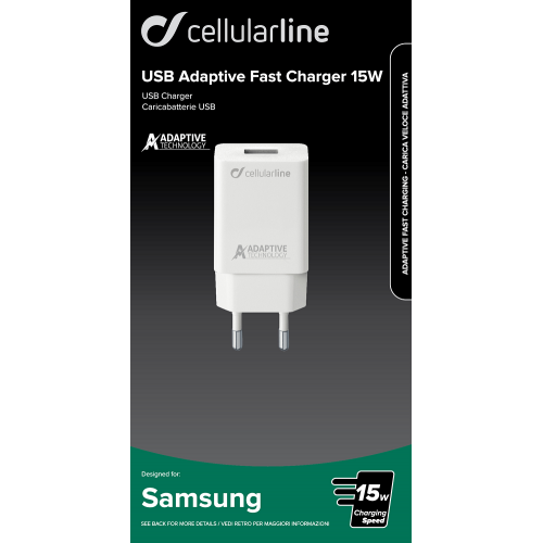 CELLULAR LINE 303913 Φορτιστής για Samsung με Θύρα USB-A 15W Λευκός