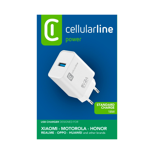 CELLULAR LINE 203213 Φορτιστής σπιτιού για Huawei με Θύρα USB-C 18W Λευκός