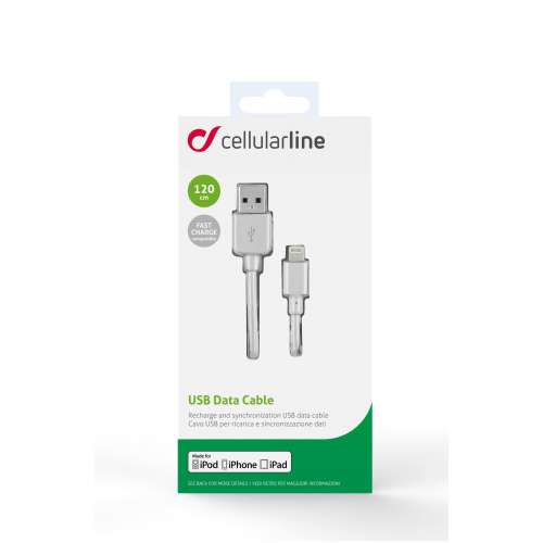 CELLULAR LINE 175466 USB Καλώδιο Συγχρονισμού και Φόρτισης Lightning για iPhone (1,2m) Λευκό