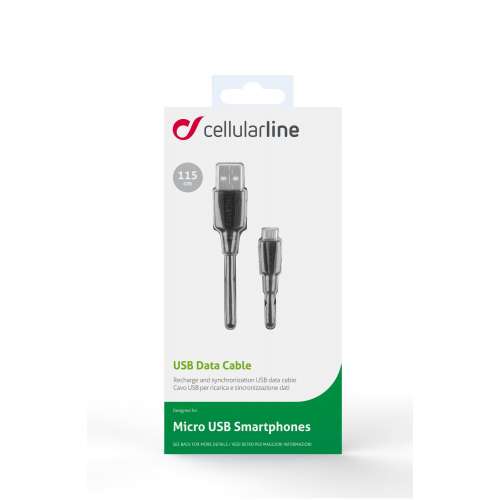 CELLULAR LINE 131745 USB Καλώδιο Συγχρονισμού και Φόρτισης microUSB (1,2m) Μαύρο