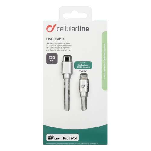 CELLULAR LINE 347849 USB Καλώδιο Συγχρονισμού και Φόρτισης Apple (1m) Λευκό