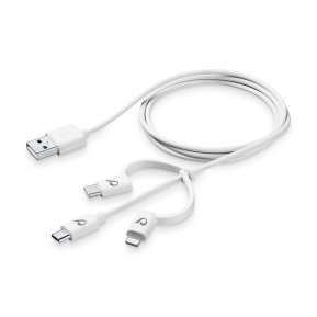 CELLULAR LINE 316111 USB Καλώδιο Συγχρονισμού και Φόρτισης microUSB/Lightning/Type-C (1m) Λευκό