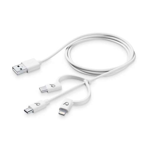 CELLULAR LINE 316111 USB Καλώδιο Συγχρονισμού και Φόρτισης microUSB/Lightning/Type-C (1m) Λευκό