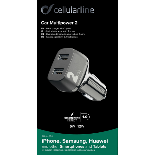 CELLULAR LINE 356292 Φορτιστής Αυτοκινήτου με 2 θύρες USB 2x12W Μαύρος