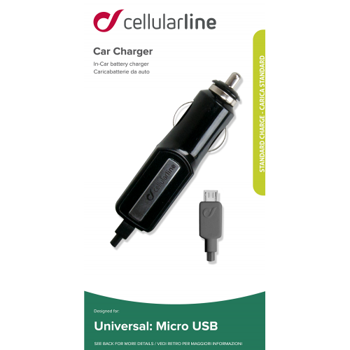 CELLULAR LINE 135989 Φορτιστής Αυτοκινήτου με Καλώδιο microUSB 5W Μαύρος