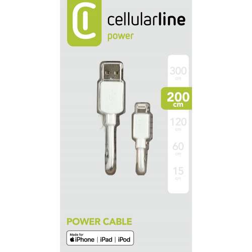 CELLULAR LINE 201912 USB Καλώδιο Συγχρονισμού και Φόρτισης Lightning για συσκευές Apple (2m) Λευκό