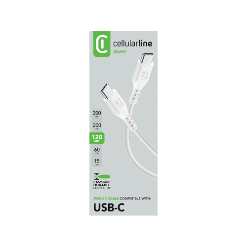 CELLULAR LINE 270420 USB Καλώδιο Συγχρονισμού και Φόρτισης Type-C (1,2m) Λευκό