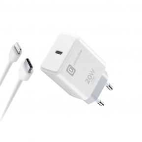CELLULAR LINE 398476 Σετ Φορτιστής για iPhone με Θύρα Type-C και Καλώδιο USB-C/Lightning 20W Λευκό