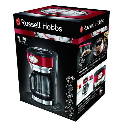 RUSSELL HOBBS 21700-56 Retro Ribbon Red Coffee Maker