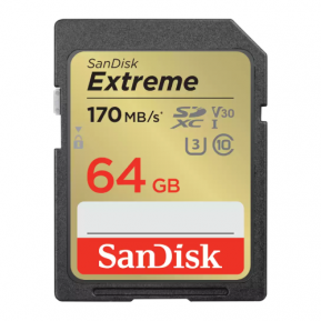 SanDisk Extreme 64GB SDXC UHS-I + 1 year RescuePRO Deluxe