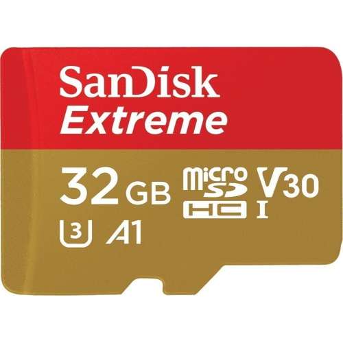 SanDisk Extreme microSDHC 32GB + SD Adapter 100MB/s V30 UHS-I U3 A1