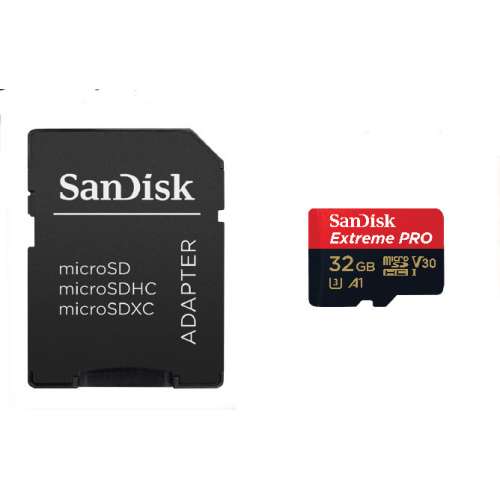 SanDisk Extreme PRO microSDHC 32GB + SD Adapter 100MB/s V30 UHS-I U3 A1
