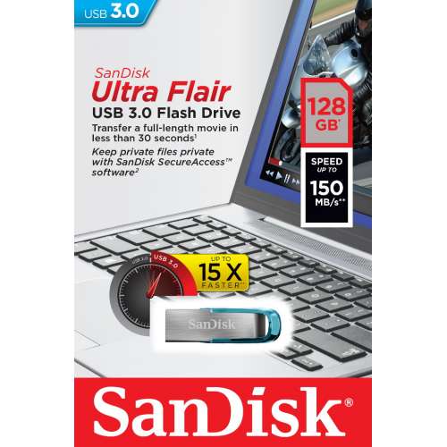 SanDisk SDCZ73-128G-G46B Ultra Flair™ USB 3.0 128GB Blue