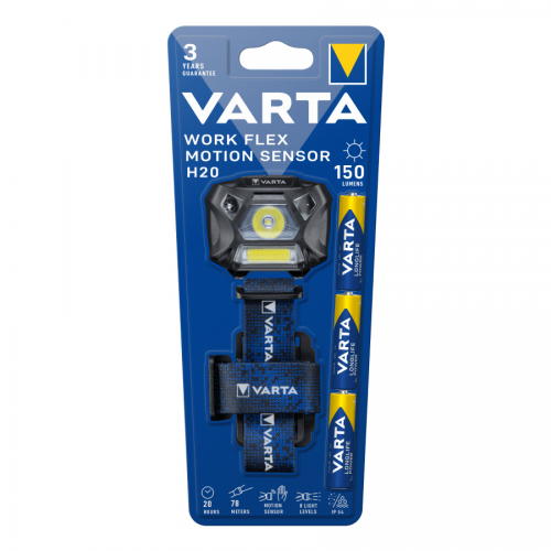 VARTA Φακός Κεφαλής LED Work Flex Motion Sensor H20 + 3xAAA