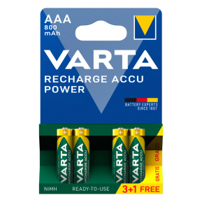 VARTA ΕΠΑΝΑΦΟΡΤΙΖΟΜΕΝΗ 800mAh συσκ.4 AAA (3+1)