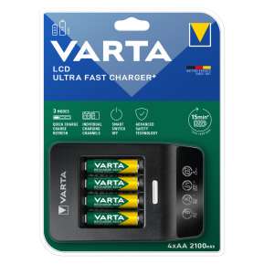 VARTA 57685101441 LCD Ultra Fast Charger + 4xAA 2100mAh