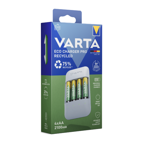 VARTA Eco Charger Pro Recycled + 4xAA 2.100mAh
