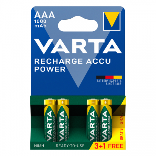 VARTA ΕΠΑΝΑΦΟΡΤΙΖΟΜΕΝΗ 1000mAh συσκ.4 AAA